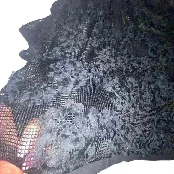 H & M BLACK SEE THROUGH MESH Net KNIT WITH RIBBON FLOWERS Size 2 - Picture 7 of 7